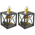 thumbnail image 6 of GZXS Set of 2 Industrial End Tables with Glass Shelf, MDF Top & Metal Frame, 3-Tier Accent Nightstands for Living Room & Bedroom (Rustic Wood Color), 6 of 9