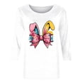 thumbnail image 3 of Camisetas Casuales de las Mujeres Impresas 3/4 Manga Cuello Redondo Blusa, Moda Ligera Superior para el Hogar Y el Uso Diario, Cómoda Imitación de la Tela Del Estante, 3 of 5