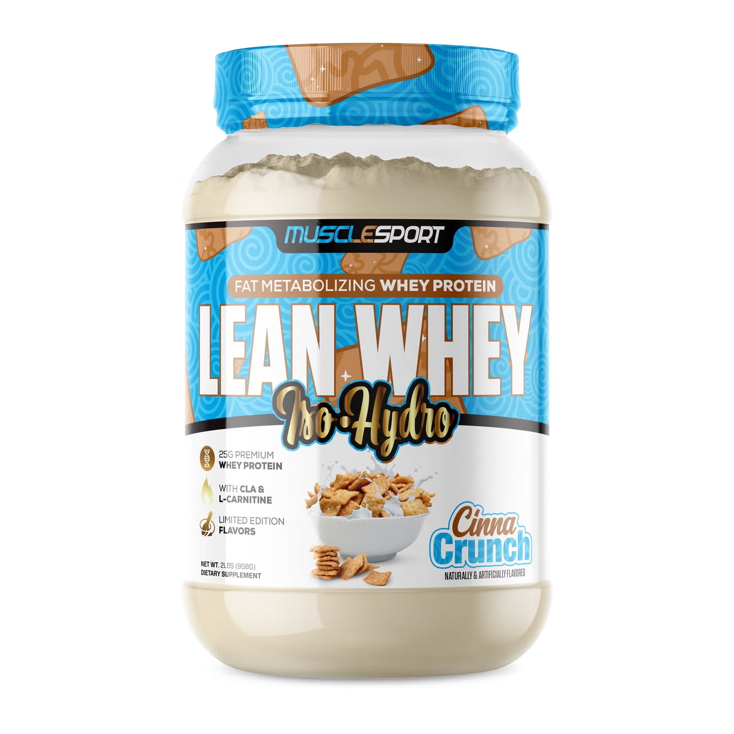 Lean Whey™ Iso Hydro Protein Powder, Cinna Crunch - 2lb, 25g of