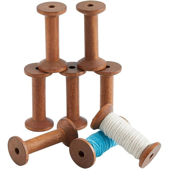 8Pcs Large Wood Spool 2.9x1.4 Inch Wooden Empty Spools Wire Weaving Bobbins Empty Thread Spools Sewing Embroidery Thread Spool Sewing Bobbins