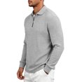 thumbnail image 6 of LYSMORA Men's Cable Textured Lapel Quarter Zip Long Sleeve Polo Shirt, Loose Fit Casual Business Athletic Tops, 6 of 8