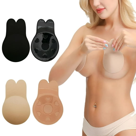 TELOLY Women's Invisible Silicone 10CM Boob Lift Tape Nipple Cover Pad, Black