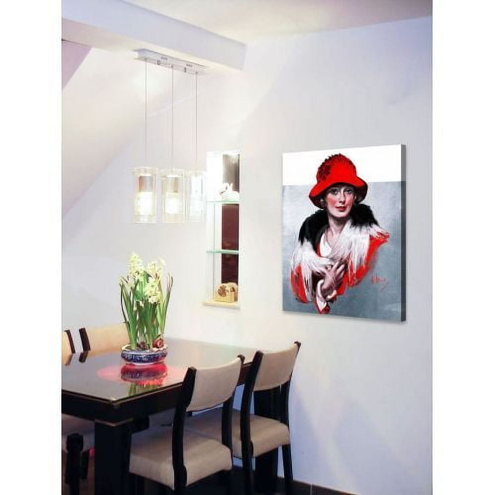 "Woman in Red Hat" Painting Print on Wrapped Canvas