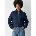 thumbnail image 5 of Cropped Jacket Women Long Sleeve Lapel Neck Zip Up Jackets for Women Blue S, 5 of 8