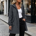 thumbnail image 5 of Puntoco Women's Waterproof Hooded Rain Jacket, Windproof Drawstring Waist Outdoor Coat Casual Lightweight Outdoor Raincoat for Women Dark Gray L, 5 of 7