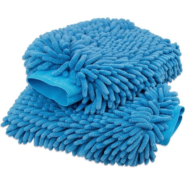 Car Wash Mitt 2 Pack - Large Size Microfiber Wash Mitt Car Cleaning Mitts Premium Chenille Car Washing Gloves Winter Waterproof Car Wash Rag Sponge Ki