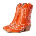 thumbnail image 2 of Womens Western Wide Mid Calf Cowboy Cowgirls Boots Vintage Leather Chunky High Heel Knight Riding Boots, 2 of 9