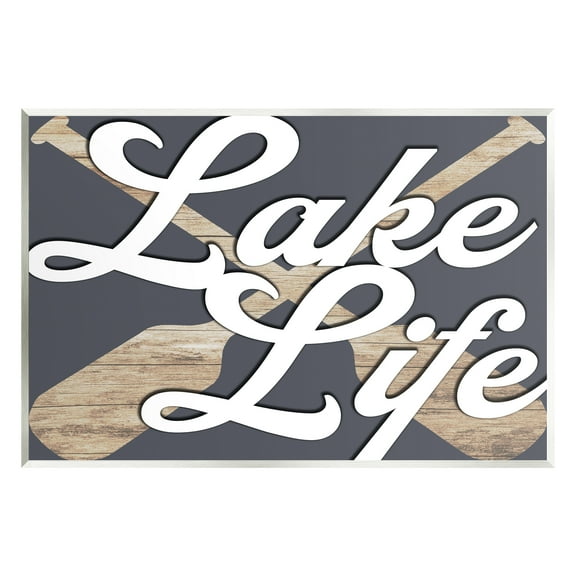 Stupell Lake Life Crossed Boating Oars Landscape Painting Wall Plaque Unframed Art Print Wall Art