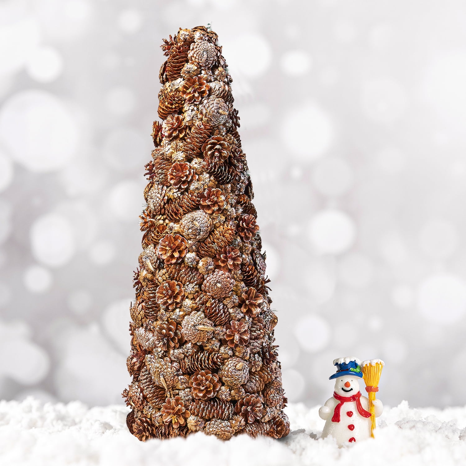 Kepooman Artificial Pine Cones Christmas Tree with Glitter, Natural Kepooman Artificial Pine Cones Christmas Tree with Glitter, Natural