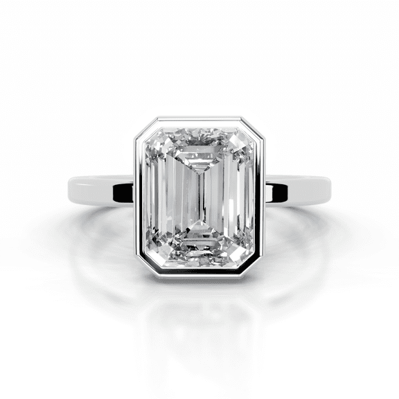 Edge Jewel 2.4 Ct Emerald Cut Premium Moissanite Ring for Women - Wedding Band - 14K White Gold Plated Jewelry - Solitaire Style - Sleek Moissanite Stone for Her