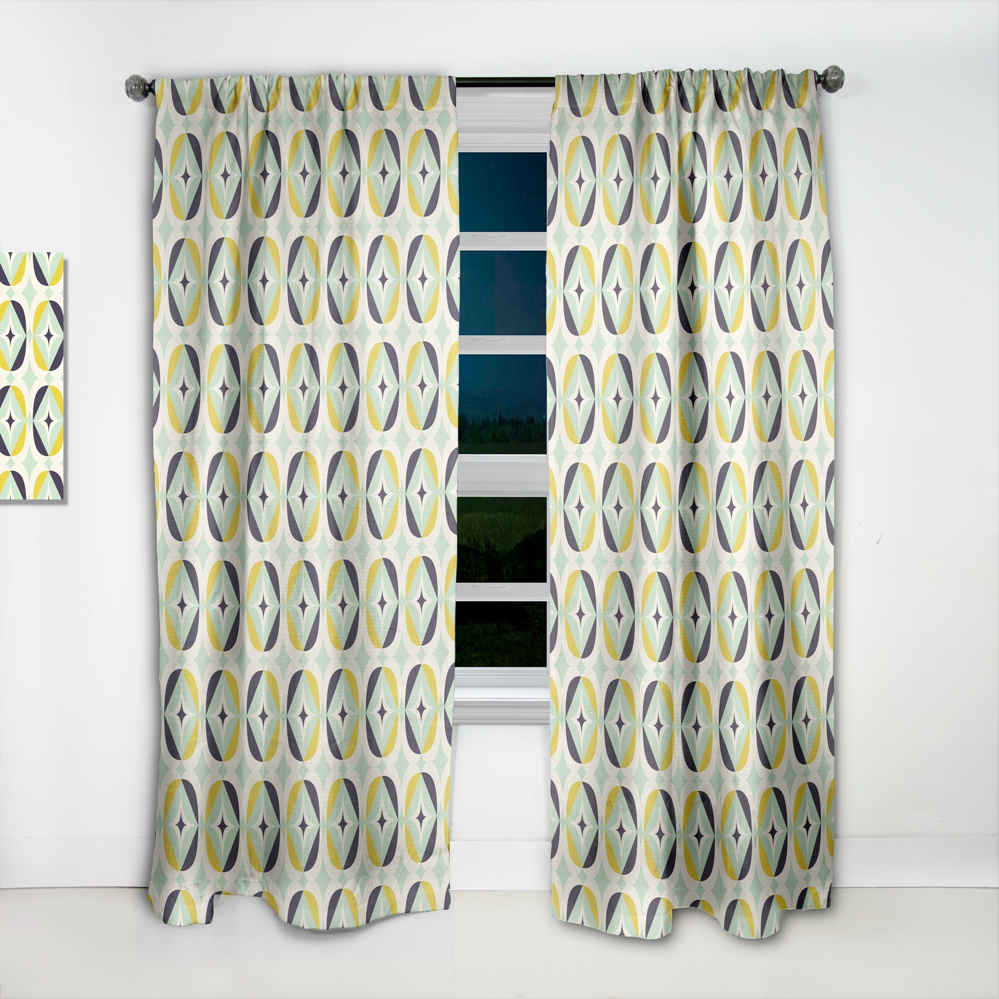 Designart 'Diamond Retro Pattern V' Mid-Century Modern Curtain Panel