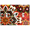 thumbnail image 1 of Metal Light Switch Plate Cover Colorful Black Red Mandala Flower Tile Pattern MDL024, 1 of 13