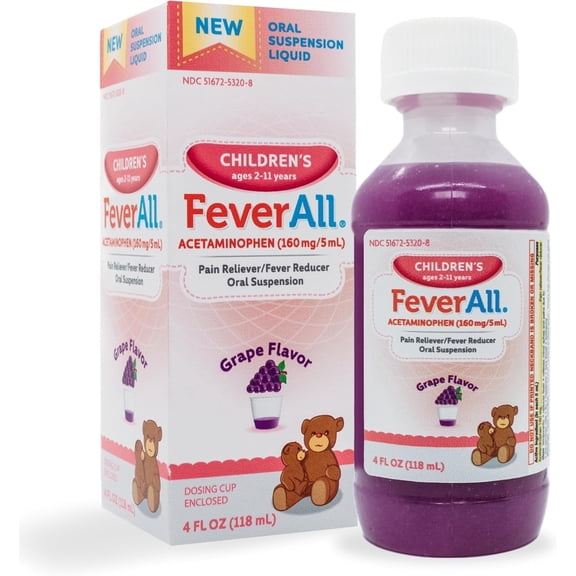Feverall Liquid Oral Children Fever Reducer/Pain Reliever (4 oz., Grape)