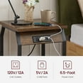 thumbnail image 6 of Syngar Nightstands Set of 2, Wood End Table with USB Ports and Power Outlets for Living Room, Simple Bedside Table with Storage for Bedroom, Small Side Cabinet for Home Office, Brown, 6 of 10