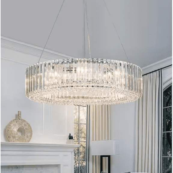 Open Box EDISLIVE Orillia Contemporary 25.98 in. 8-Light Chrome Crystal Ring Chandelier