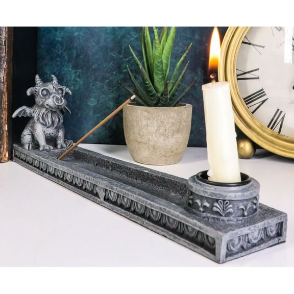 Gothic Fantasy Winged Gargoyle Incense Burner And Candle Holder