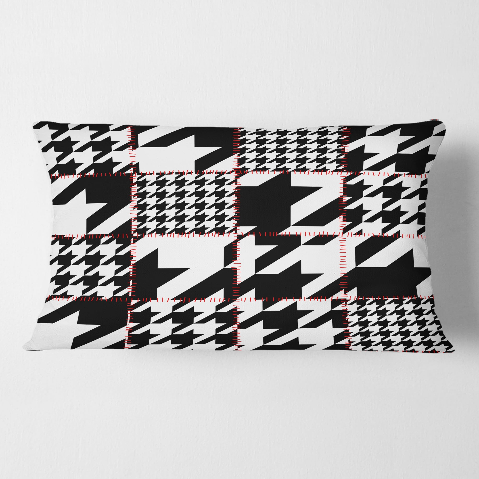Designart Classic Houndstooth Pattern' Mid-Century Modern Throw Pillow - 12x20