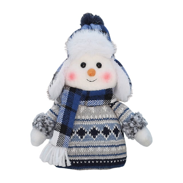 1 pieza de regalo de Navidad hecho a mano lindo muñeco de nieve animado de peluche de punto figura coleccionable dormitorio de Navidad decoraciones para el hogar regalos de vacaciones muñeca de tela