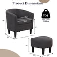 thumbnail image 3 of Bonzy Home Fauteuil d'Appoint avec Ottoman, Ensemble de 2, Gris Foncé, 3 of 7