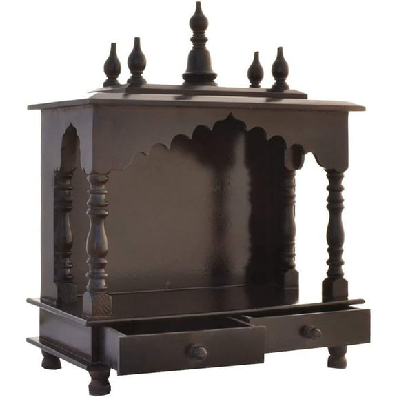 Wooden Temple Handcrafted Hindu Hanging Puja Mandir / DevGhar / Mandap For Worship Home Decor Or Office Household Shrine for Pooja