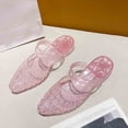 thumbnail image 6 of oqasdz Women Slippers Summer On Sandals with Pointed Toe Mid Heel Hollow Toe Wrap Stylish Jelly Summer Casual Wear,Pink, 6 of 7