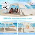 thumbnail image 5 of Beach Umbrella Canopy, 6-Corner Sun Shelter Tent with UV Protection & Side Wall, Beige, 5 of 8