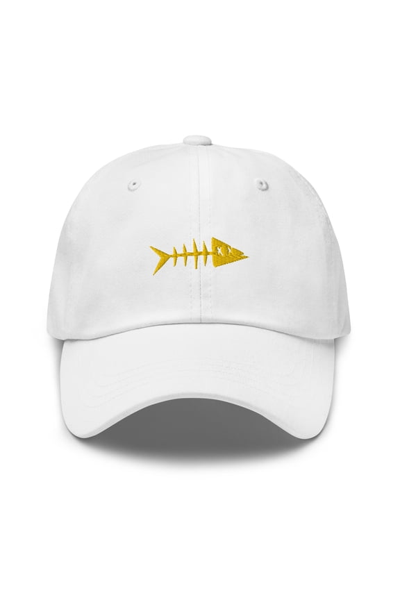 Adult Unisex Embroidered Yellow Fish Adjustable White Classic Dad Hat