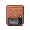 thumbnail image 5 of K-Lion Case for Samsung Galaxy Z Flip 4 (6.7" 2022 Release), Durable PU Leather Texture [Embossed Diamond Grid Pattern] Kickstand Drop Resistant Anti-fall Luxury Vintage Case, Brown, 5 of 12