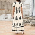 thumbnail image 6 of Aellinatey Women's Casual V-Neck Bohemian Maxi Dress, Flowy A-line Flared Sleeve Layered Floral Dress with Pockets, 6 of 9