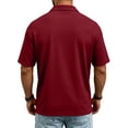 thumbnail image 4 of Dwelliawo Mens Dri-Mesh Polo Shirt Solid Color Fit Breathable Golf Shirt Workwear T Shirt Red L, 4 of 5