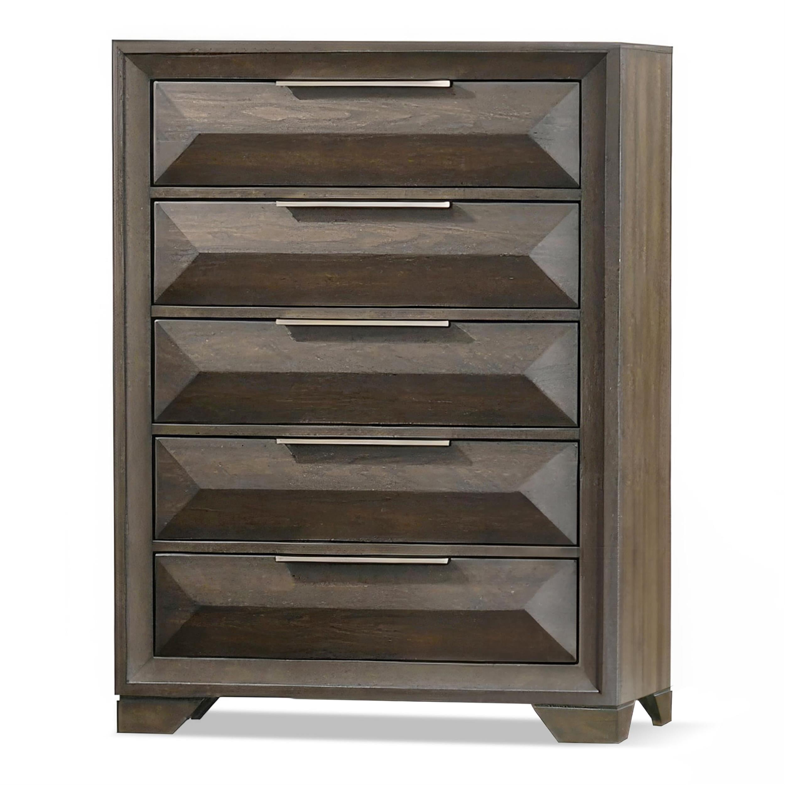FOA Werren 6pc Espresso Wood Bed Set - Queen+2 Nightstands+Chest+Dresser+Mirror