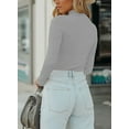 thumbnail image 4 of Vafful Women's Long Sleeve T Shirt Mock Neck Slim Tops for Womens Fitted Ribbed Pullovers Tee Top S-XXL Gray, 4 of 10