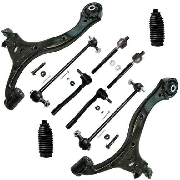 Detroit Axle - Front 10pc End Suspension Kit for Hyundai 2007-2008 Entourage 2006-2014 Kia Sedona, 2 Lower Control Arms with Ball Joints 2 Sway Bar Links 4 Inner Outer Tie Rods 2 Boots Replacement