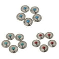 thumbnail image 6 of 5pcs Floral Turquoise Round Screw Buttons for Saddle Wallet Bag , Red, 30mm, 6 of 8