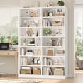thumbnail image 6 of Hiphuta 84" Tall Double Wide 7-Tier Bookcase with 14 Cubes, Large Open Bookcase for Home Office and Living Room, Freestanding Display Book Shelves, White, 6 of 8