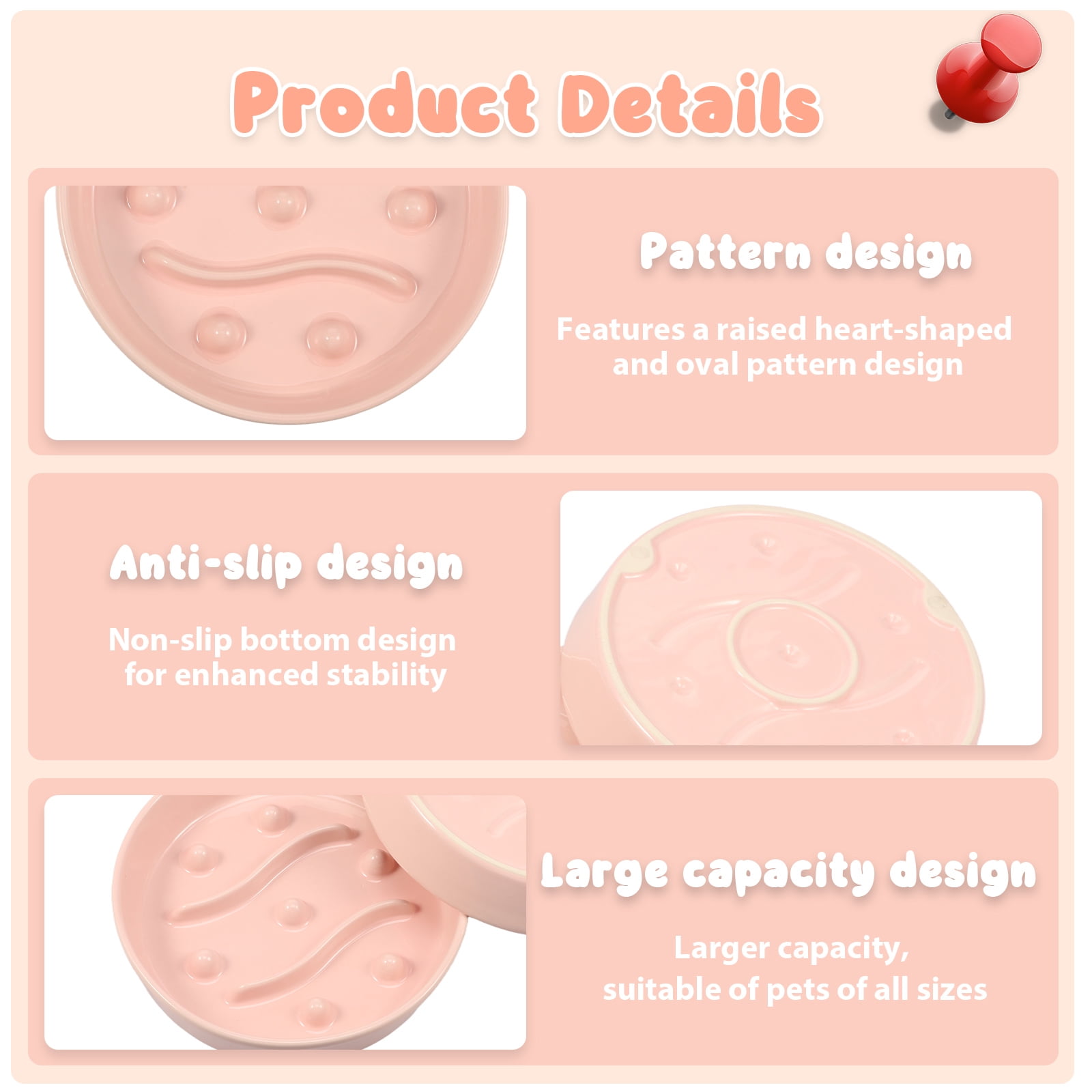 Threns 2 Pcs Practical Cat Slow Feeder Bowl Smooth Ceramic Cat Food Bowl Slow Feeder with Nonslip Bottom for Kitten Puppy Small Pet