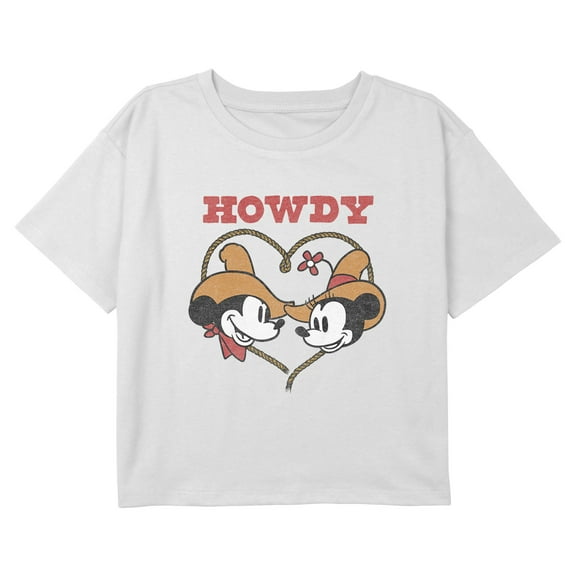 Girls Mickey & Friends Howdy Couple Graphic Cropped T-Shirt