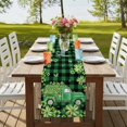 thumbnail image 4 of Table Runners 72 Inches Long Dress Scarves, St. Patrick's Day Farmhouse Kitchen Table Runner, Coffee Tablerunners, Green Shamrocks Truck Black Buffalo Plaid 16x72 Inch, 4 of 9