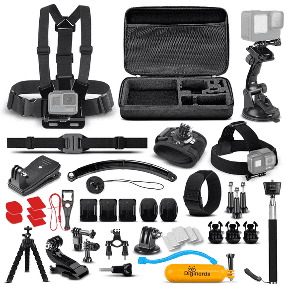 DiGiNerds - 50-in-1 Action Camera Accessory Kit, Compatible for GoPro, Fusion, Insta360, DJI, AKASO