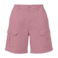 thumbnail image 4 of Rggeeun Womens Shorts Solid Color Elastic High Waist Buttons Cargo Knee-Length Loose Fit Soft Breathable With Pockets For Summer Outdoor Delicate Hot Pants,Light Pink,Xl, 4 of 4