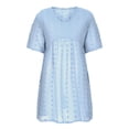 thumbnail image 4 of LOVZFMLL Robe d'Été pour Femme à Col en V, Manches Courtes, Décontractée, Ample et Fluide, Bleu, P, 4 of 9