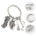 thumbnail image 2 of Shisuyan 2Set Metal Keychain Pendant Note Microphone Trumpet Alloy Silver for Music Style, 2 of 8