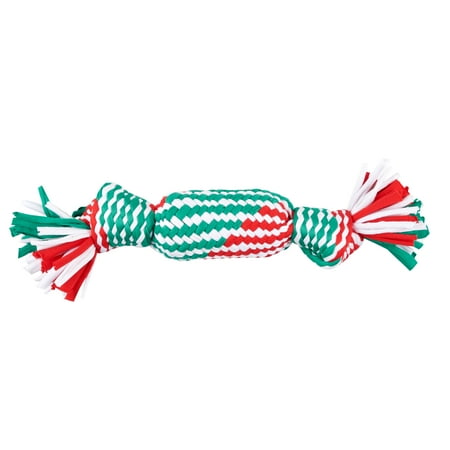 Holiday Time Dog Tube Rope Chew Toy, Red, White and Green