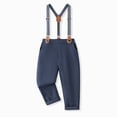 thumbnail image 5 of zuwimk Toddler Boy Clothes Suit, Formal Dress Shirt with Bowtie+Suspender Pants Boy Gentleman Wedding Outfits(1-2 Years,Blue), 5 of 7