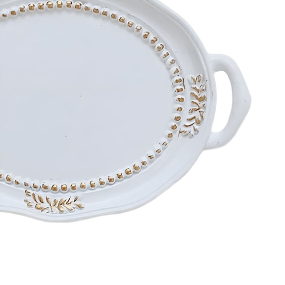 ACDANC Makeup Perfume Organizer Decorative Trays Trinket Tray Holder Resin Jewellery Organizers Vanity Trays for Home Bathroom Desk Table Wedding White Rustic Style