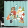 thumbnail image 4 of Ambesonne Christmas Shower Curtain, Snowman Bear Fox Santa, 69"Wx75"L, Pale Teal and Multicolor, 4 of 5