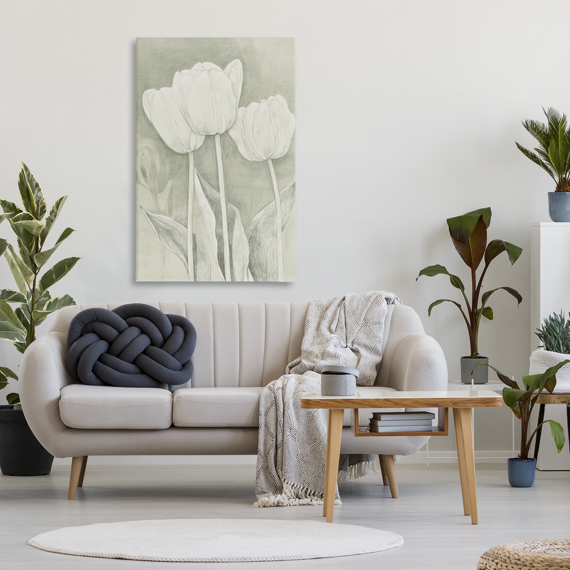 Stupell Industries Faded Tulips Pencil Sketch Canvas Wall Art, design by Petal Prints Design