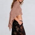 thumbnail image 6 of Women Knit Poncho Top Y2k Off Shoulder Crochet Sheer Shawl Asymmetrical Hem Cover Up Shrug Sweater, 6 of 6