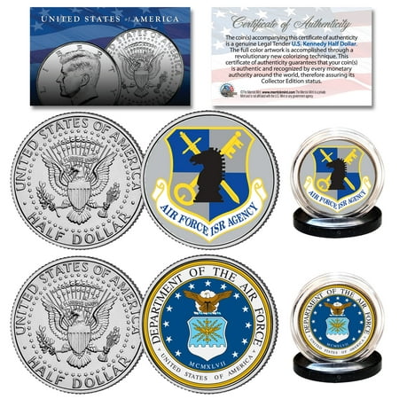 AIR FORCE & USAF INTELLIGENCE Branch JFK Half Dollar Military 2-Coin U.S.