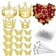 thumbnail image 2 of Coronas Doradas para Accesorios de Ramo de Flores, 4 Piezas de Decoración de para Pastel, 12 Piezas de Decoraciones de Mariposa y 50 Piezas de Alfileres de Flores, 2 of 5